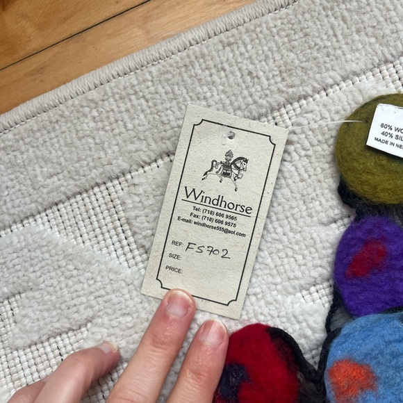 NWT Windhorse wool and silk colorful polka dot scarf - Picture 3 of 5